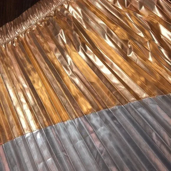Cat & Jack Pleated Gold Silver Metallic Skirt - Picture 3 of 3